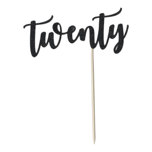 Picture of TWENTY CAKE TOPPER BLACK GLITTER